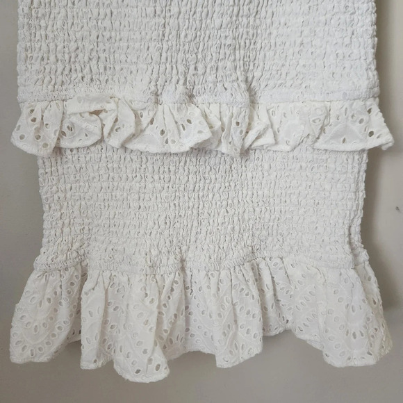 Lovers and Friends | Kathleen Smocked Eyelet Ruffle Mini Dress - Size L - Picture 6 of 11